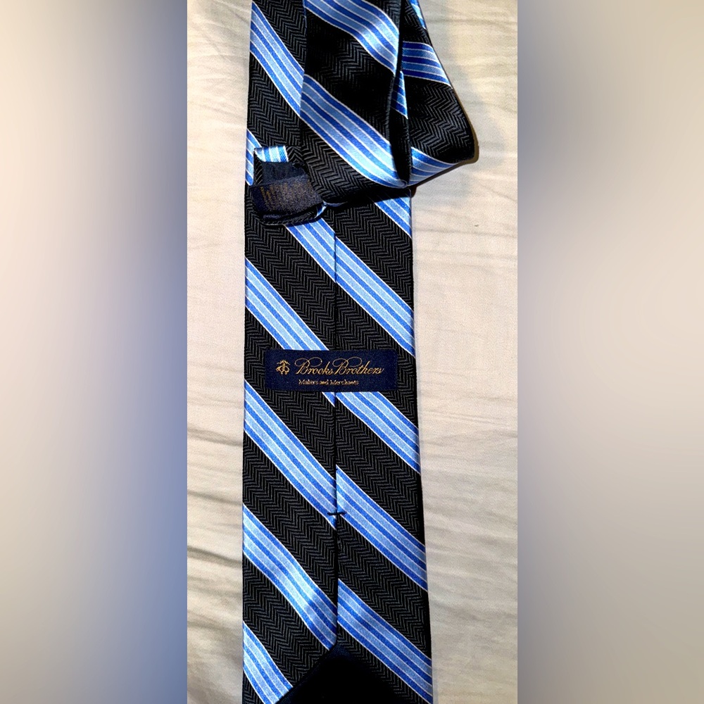 Blue with black stripes Brooks Brother neck tie